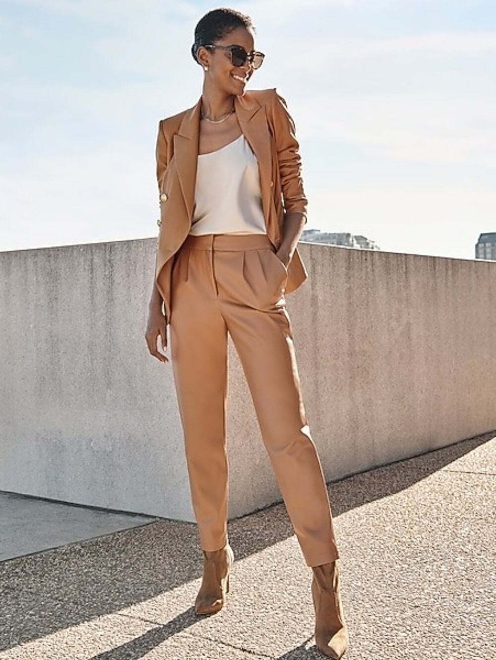 Express Women's Faux Leather Double-Breasted Novelty Button Pantsuit
